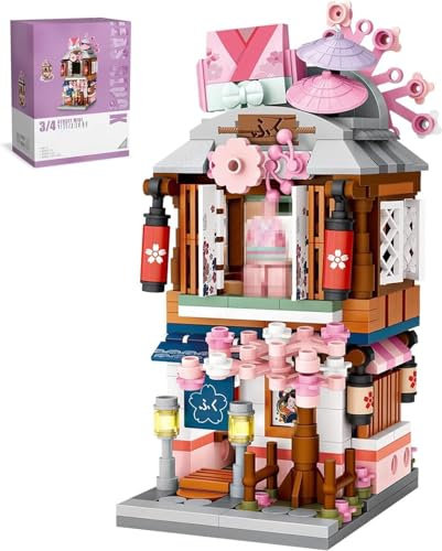 Modular Haus Bausteine Modell, 418 Teilen Japanische Street View Architektur Baustein Modell, Architektur Bausatz Custom Bauspiel Geschenk für Kinder und Erwachsene