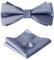 HOULIFE Fliege Herren Set - Verstellbare Fliege aus Satin Polyester Vorgebunden Fliege, einfarbige Einstecktuch, Manschettenknöpfe Set für Bräutigam Hochzeit formal mit Geschenkbox, Dunkelgrau