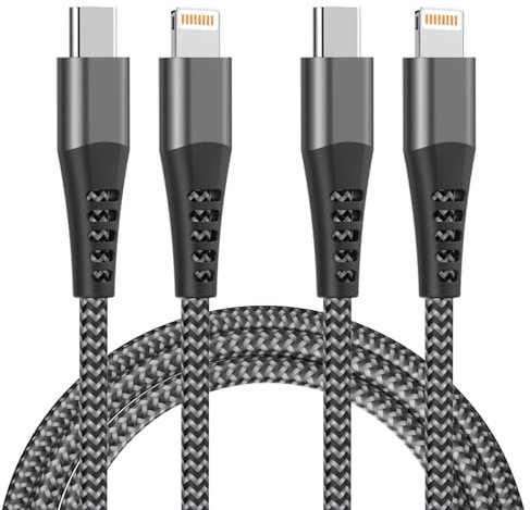 Cable iPhone USB C 1M 2Pack[Certificado Apple MFi], Cable USB C a Lightning Cargador iPad Carga Rápida Nylon Cabo Lightning Tipo C Cord Cargador iPad Cord para Apple iPhone 14 Pro Max/13/12/11/XS/8