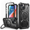 Lanhiem für iPhone 13 Hülle, für iPhone 14 Hülle mit 2 Stück Panzerglas, 360° Ring Ständer Schutzhülle, Militärischer Stoßfest Handyhülle für iPhone 13/14 Case, Schwarz