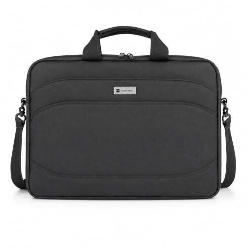 Natec Nanger Business Laptop Tasche 14,1 Zoll, Tabletfach 6 Taschen Schwarz | Business Laptop Bag mit gepolstertem Laptop- und Tabletfach, 6 Taschen, Schultergurt und verstärktem Tragegriff