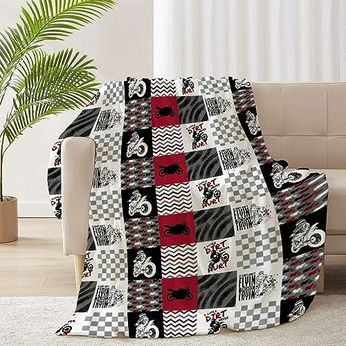 Motorräder Dirt Bike Decke Geschenke Super Soft Fleece Überwurf Decken Gemütliche Flanell Klimaanlage Decke Weihnachten Thanksgiving Geschenke Decke für Couch Bett 127 x 101,6 cm für Kinder