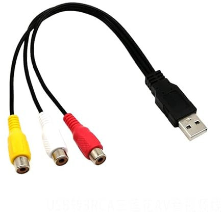 Câble USB vers RCA - Câble adaptateur composite AV - USB 2.0 mâle vers 3 RCA femelles - Pour TV/PC