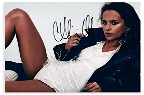 THEGIS Alicia Vikander Autogramm Leinwand Poster Schlafzimmer Dekor Sport Landschaft Büro Zimmer Dekor Geschenk ungerahmt 40 x 60 cm