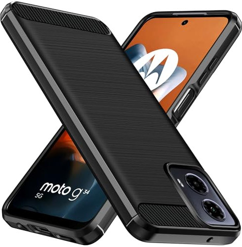 ivoler Silikon Hülle für Motorola Moto G34 5G, [Militärischer Schutz] Stoßfest Handyhülle, Dünne Weiche Flexible TPU Kratzfest Schutzhülle Anti-Fingerabdruck Case Cover, Schwarz