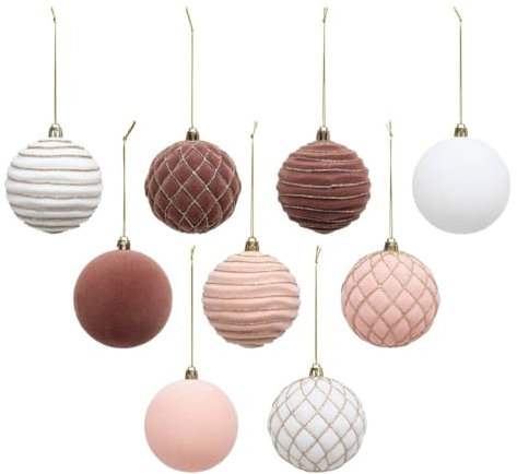 Déco de Sapin Coffret 9 Boules de Noël pailletées D 8 cm Rose et Blanc - Feeric Christmas