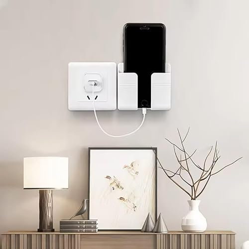 Genérico Soporte de Pared para teléfono móvil Autoadhesivo 1 Unidad, Soporte de Pared para Mando a Distancia TV, Aire Acondicionado, Carga teléfono móvil (Blanco)