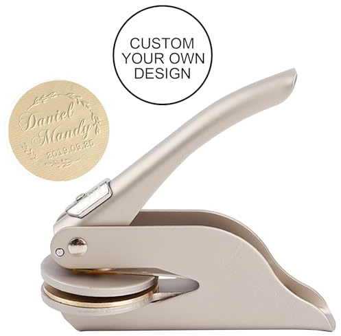 Book Embosser Stamp Custom Logo Embosser Seal Stamp for Books, Cards, Paper, Envelopes, Napkins Wedding Invitations Gift (Matte Sliver)