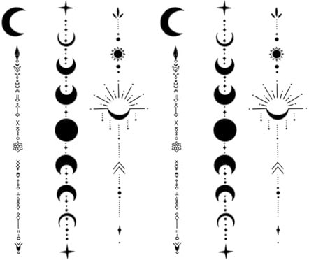 Aikeis Lot de 2 tatouages temporaires extra larges en forme de lune, imperméables, réalistes, sans colle, non réfléchissants, tient 1 à 2 semaines