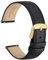 WOCCI 14mm Grace Bracelet de Montre pour Femme, Cuir de Grain Supérieur, Libération Rapide, Boucle Dorée (Noir)