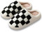 TOPALL Hausschuhe Damen Püsch Winter,Warme Damen-hausschuhe,Kuschelig Pantoffeln Damen Winter,Puschen Schlappen Damen Flauschig Rutschfeste für Damen/Herren/Unisex(Kariert Schwarz,38/39 EU)