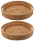 TAICHEUT 2 PCS 25cm Round Rattan Woven Serving Trays, 10 Inch Decorative Woven Tray with Handle,Coffee Table Trays for Snacks, Candy, Bread