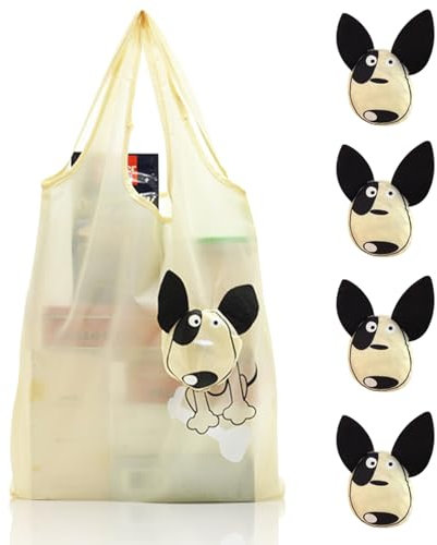 FOSDICK 4 Stück Einkaufstasche Faltbar, Wiederverwendbare Einkaufstaschen, Niedlich Einkaufsbeutel, Foldable Shopping Bag, Tote Bag für den täglichen Einkauf von Lebensmitteln Reiseaufbewahrung