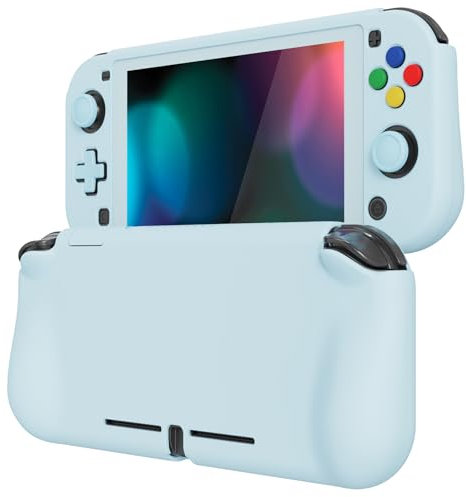 Playvital Hülle für Nintendo Switch Lite, Case Hülle Schutzhülle Tasche Zubehör, Ergonomische Grip Joycon mit Schutzfolie&Joystick Kappen&Tasten Kappen für Nintendo Switch Lite(Himmelblau)