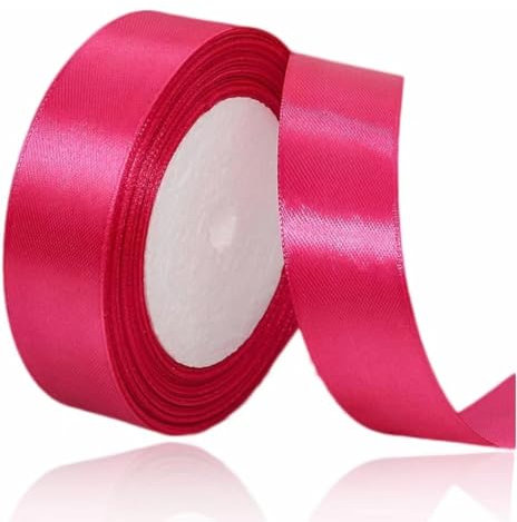 ASALZBOAY Ruban Satin Rose Vif 20mm, 23m - Soie - Mariage - Occasion - Classique - Uni