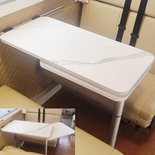 WXXSHGDW Wohnmobiltische Klappbar, Wohnmobiltisch, Wohnmobil Esstisch, Doppelschichtige Schwenkbare Tischbeine, Die Untere Tischplatte Kann Um 360 ° Gedreht Werden, für Wohnmobilanhänger(White)
