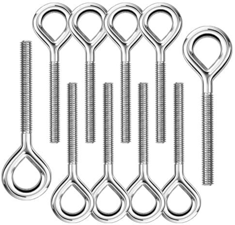 10 Pezzi Bullone ad Occhiello M8 Bullone ad Anello Viti ad Occhio in 304 Acciaio Inox Bullone a Gambo Lungo per Fissare e Appendere