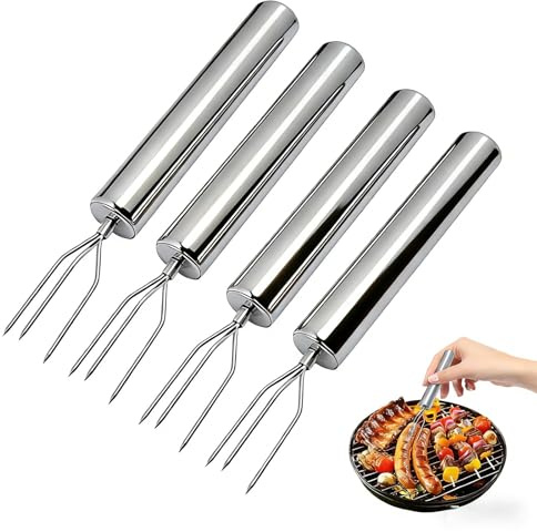 VZU Pack of 4 jacket potato fork, potato fork, 18.3 x 1.9 cm, potato picker, fruit and vegetable fork, corn fork, reusable peeling aid, portable barbecue tool for camping, hiking