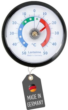 Lantelme Kühlschrankthermometer Selbstklebend Temperatur + - 50°C Analog | Thermometer Schwarz für Gefrierschrank Eisfach Kühltheke Kühlzelle Kühlfach Kühlschrank | Bimetall Analog (Schwarz)