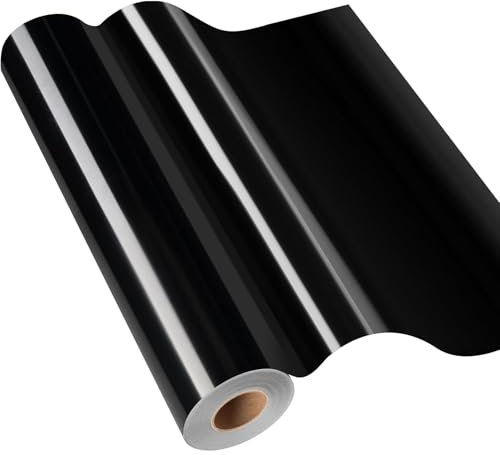 IModeur Vinylfolie Plotter Schwarz, 30,5cm x 1220 cm Glänzend Schwarz Plotterfolie selbstklebend Vinyl, Schwarz Plotterfolie Vinyl für Cricut, Silhouette Cameo, die meisten Schneidemaschine