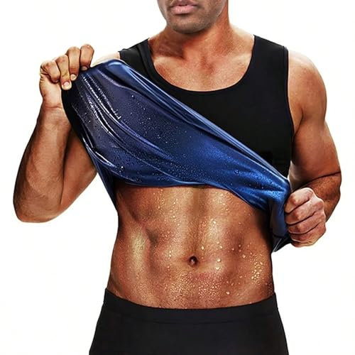 Risipu Men Sauna Vest Tops Exercise Fitness Sweat Sauna Suit Training Fitness Tank Top Slimming Weight Loss Workout Suit Body Shaper Waist Trainer (XL)