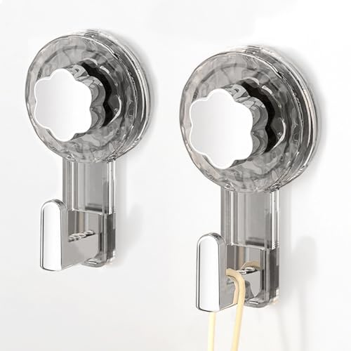 Saugnapf Haken Ohne Bohren (Clear Gray + Silver, 11.2*6.2*4.3cm*2)