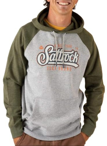 Saltrock Mens Pitcher Pop Hoodie (UK, Alpha, L, Regular, Regular, Dark Green/Grey)