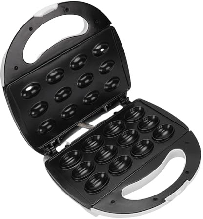Cuifati Walnuss-Keksmaschine, 12-Loch-Mini-Nuss-Waffel-Brotmaschine mit Doppelseitiger Antihaftbeschichtung, Elektrischer Formenbauer mit Doppelter Heizung, Schnell und Leicht zu (220V EU-Stecker)