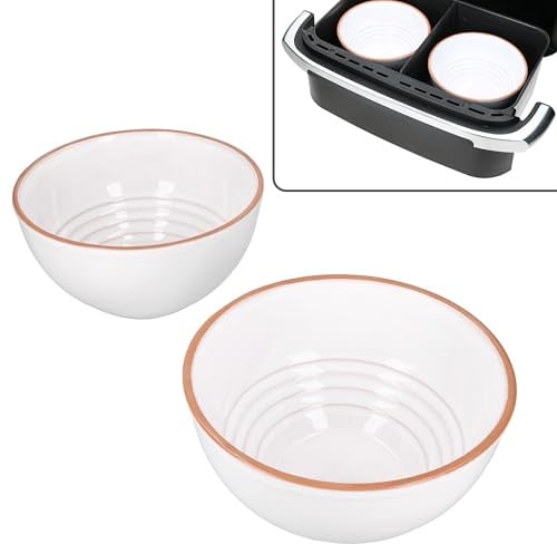 MamboCat 2er Set Airfryer Schüsseln weiß I 17 cm, 700 ml I Tiefe konische Tonschale I Bowl für Heißluftfritteuse & Ofen I für Suppen Kuchen Auflauf I Airfryer Zubehör