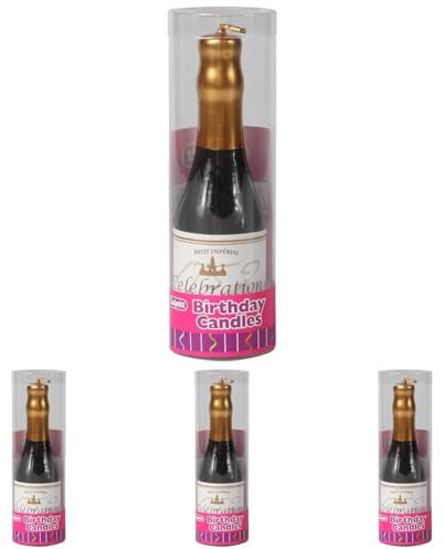 Culpitt Champagne Bottle Candle | 10cm | Birthday Cake Candle for Extra Special Celebrations - 100mm Tall (Pack of 4)