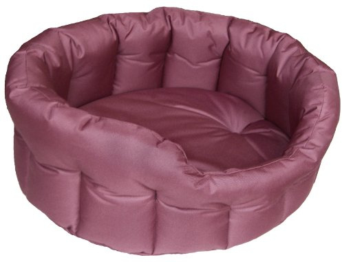 P & L Superior Pet Beds Heavy Duty Oval Waterproof Softee Bed, Medium, 61 x 51 x 22 cm, Burgundy