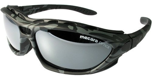 Das Camouflage Sportbrillen-Set mit Stirnpolsterung und Stretchband mecara Edition M6