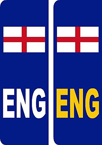 2 x ENG England St George's cross Euro Number Plate Vinyl Car Stickers by Ellis Graphix