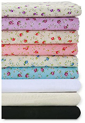 Gewebter Stoff mit Blumen-Rosen-Print.Rosebuds englisches Muster,weiches,knuspriges Gefühl.100% Baumwolle Voile halb durchscheinendes Material.Bastelprojekte,Futter,Cream/Blue RoseBud,1m