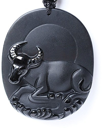 Bella Jade Chinese Zodiac Amulet/Talisman Pendant Necklace Made of Obsidian Gemstone: Horoscope Animal/Sign