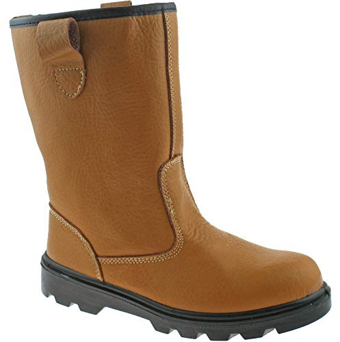 Grafters Mens Leather Safety Rigger Treaded Sole Toe Cap Boots