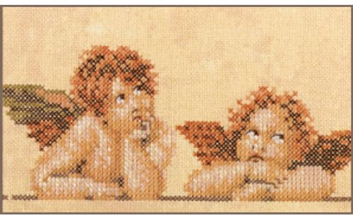 Lanarte Kreuzstich Stickpackungen Gezählter Kreuzstichbilder Set 2 ENGEL Wanddekoration Handarbeit Set für Erwachsene 15 x 10 cm DIY Deko Bastelset Handwerker Kreative Geschenkset