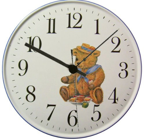 Artline Quarz Kinderuhr Teddy mit Kuchen Blaurand, rund