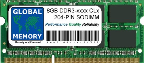 GLOBAL MEMORY 8GB DDR3 1333/1600/1866MHz 204-PIN SODIMM Memoria RAM para Ordenador PORTÁTILES/NOTEBOOKS