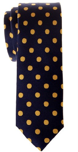 Retreez Herren Schmale Gewebte Krawatte Klassische Punktmuster 5 cm - marineblau mit gelb punkten