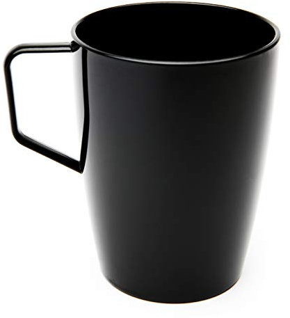 Harfield Black Beakers Mugs with Handle 280ml Pack of 4 Unbreakable Reusable Polycarbonate Plastic