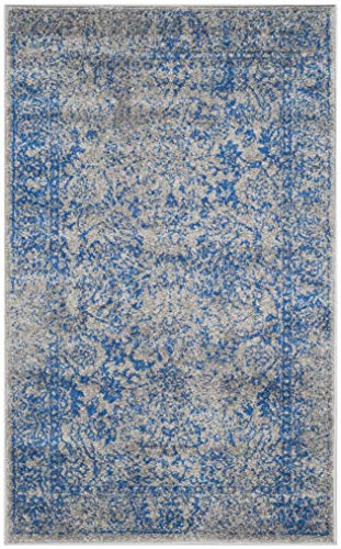 SAFAVIEH Area Rug 3x5 - Adirondack Collection - Grey & Blue, Distressed Vintage Floral Design, Non-Shedding & Easy to Clean, Ideal for Living Room, Bedroom, Dining Space (ADR109A)