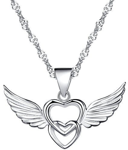 Unendlich U-Collar con Colgante de alas de ángel de Plata de Ley 925 para Mujer Collar Mujer Plata