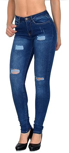 ESRA Damen Jeans Jeanshose Damen Skinny High Waist Hochbund Stretch Hose bis Übergröße S700