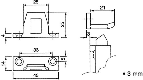 Schließblech für Überschlagshöhe 3 mm, Aluminium pulverbeschichtet RAL 9010