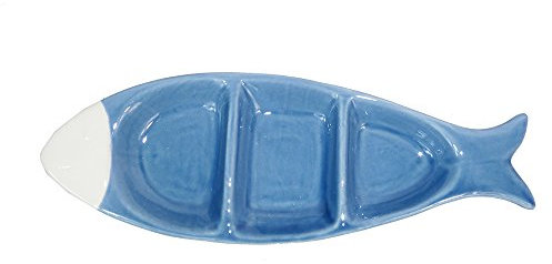 Plato de porcelana con forma de pez en caja regalo bombonera