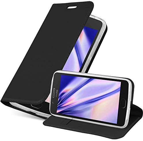 Cadorabo Hülle kompatibel mit Motorola Moto G5 aus Premium Kunst Leder Flip Klappbare Stoßfeste Magnetische [Standfunktion] [Kartenfächern] Cover Hülle für Motorola Moto G5 Tasche in Schwarz