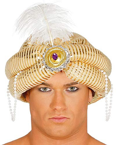shoperama Turban Hut Maharadscha Sultan Orient 1001 Nacht Aladin Wüsten-Prinz Emir Kalif Bollywood Kopfbedeckung Kostüm-Zubehör