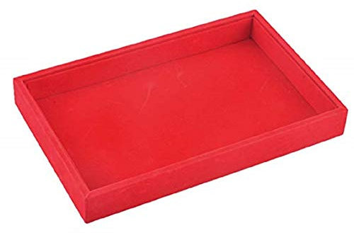 SuperglockT Schmucktablett weich Samt Schmuckkasten Ringlade kratzfest Schmuckdisplay Schmuckaufbewahrung für Uhr Halskette Ohrringe Armband Manschettenknöpfe 22.5 * 14.5 * 3cm (Rot)
