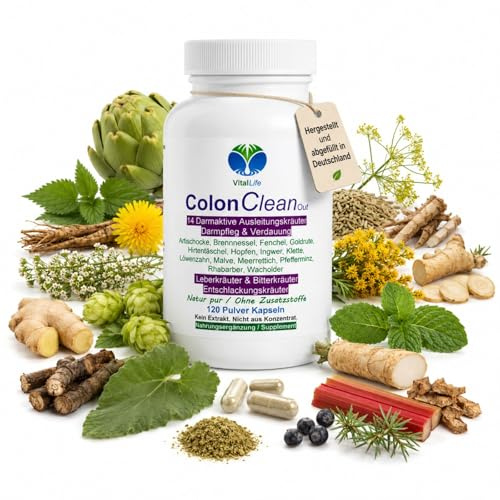 Colon CleanOut 14 Kräuter Darm Aktiv 120 Kapseln. DARMFLORA pflegen + natürliche Darmreinigung + Darm-Entgiftung + Verdauung & Entschlackung unterstützen. Natur pur. 26540-120